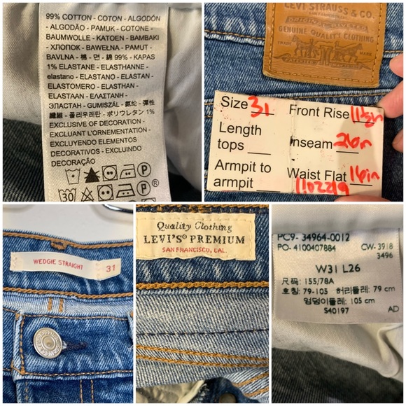 Levis quality denim wedgie straight raw hem crop jeans 31 - Picture 12 of 13